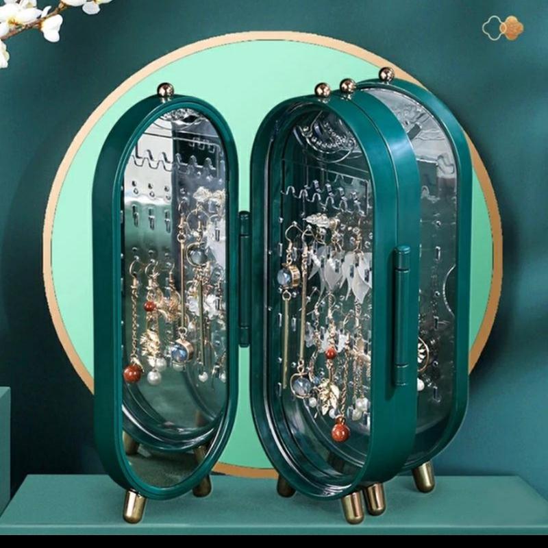 Складна скринька – органайзер для зберігання ювелірних прикрас ∙ Підставка тримач ювелірних виробів та біжутерії з дзеркалом у вінтажному стилі - мініатюра 2