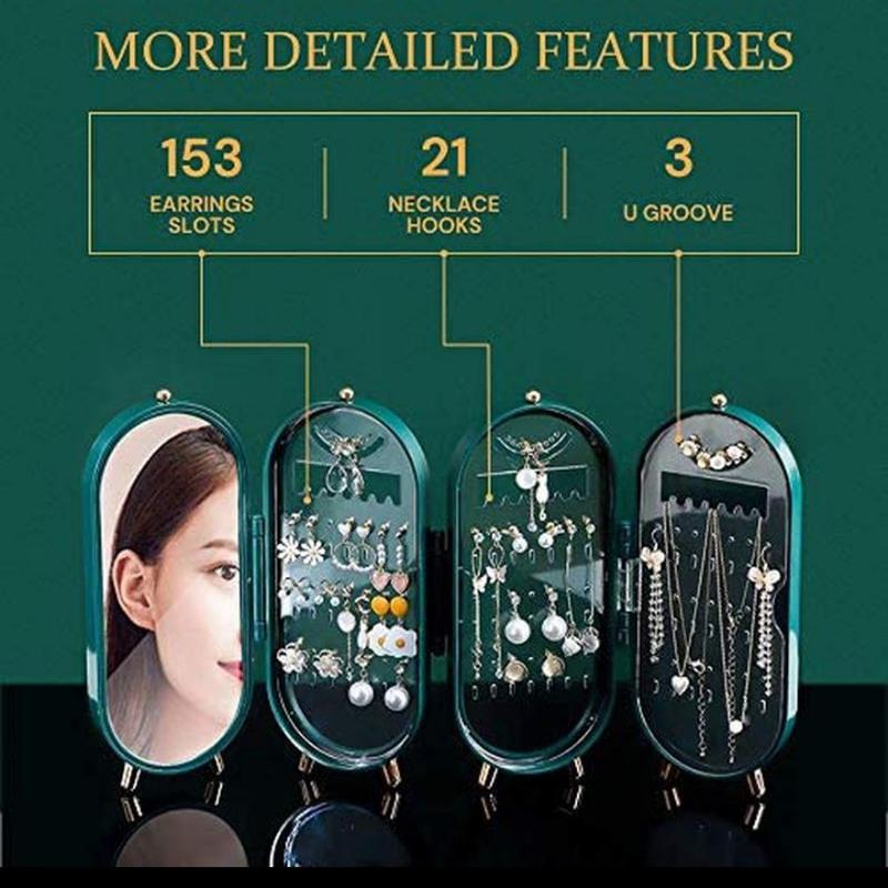 Складна скринька – органайзер для зберігання ювелірних прикрас ∙ Підставка тримач ювелірних виробів та біжутерії з дзеркалом у вінтажному стилі - мініатюра 4