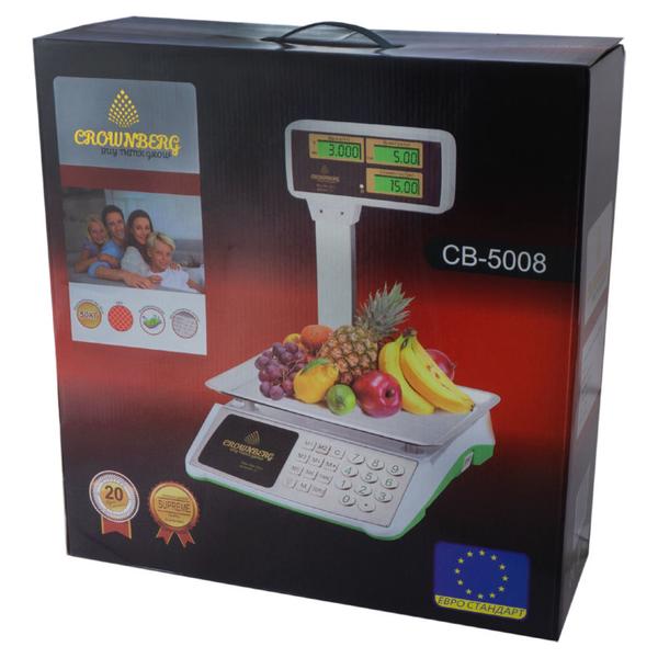 Ваги торгові Crownberg CB-5008 з лічильником ціни та стійкою, до 50 кг - мініатюра 4
