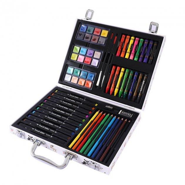 Дитячий набір для малювання та творчості в металевому кейсі Олівці ∙ Фломастери ∙ Фарби ∙ Крейди ∙ Пастель - мініатюра 3