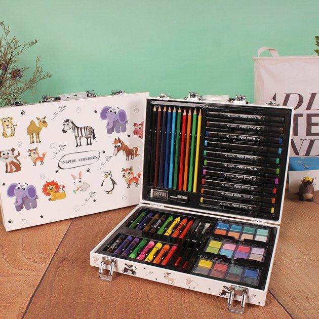 Дитячий набір для малювання та творчості в металевому кейсі Олівці ∙ Фломастери ∙ Фарби ∙ Крейди ∙ Пастель - мініатюра 9