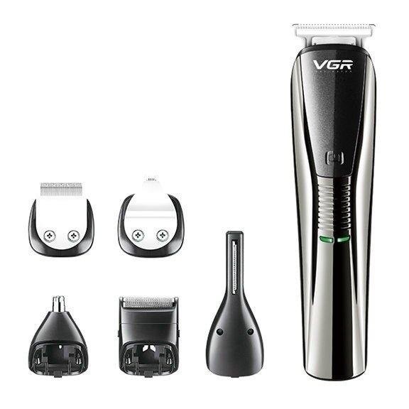 Бездротова машинка - триммер для стрижки VGR V-029 6 в 1 з насадками та підставкою - мініатюра 3