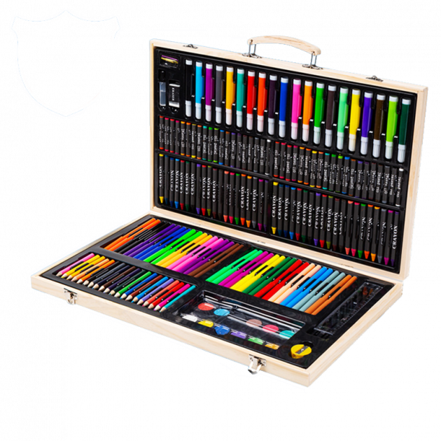 Дитячий набір для малювання та творчості 180 предметів у дерев'яній валізці-кейсі - мініатюра 4