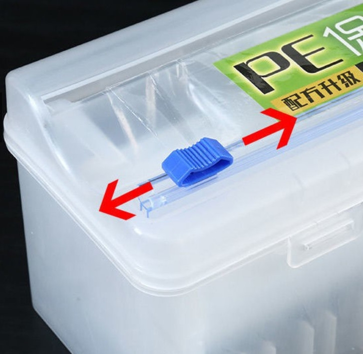 Кухонний органайзер – диспенсер для харчової плівки ∙ Тримач бокс із вбудованим ножем для зберігання та відрізання плівки, фольги, пергаментного паперу - мініатюра 3