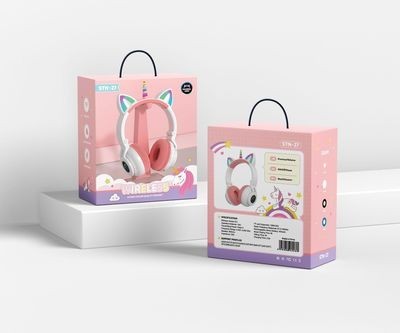 Бездротові Bluetooth навушники Єдиноріг з котячими вушками та ріжком STN-27 з LED підсвіткою - мініатюра 7