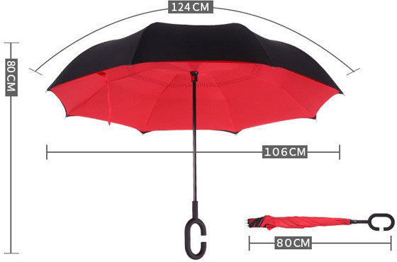 Парасолька навпаки Up-Brella Парасолька зворотного додавання однотонна в чохлі - мініатюра 4