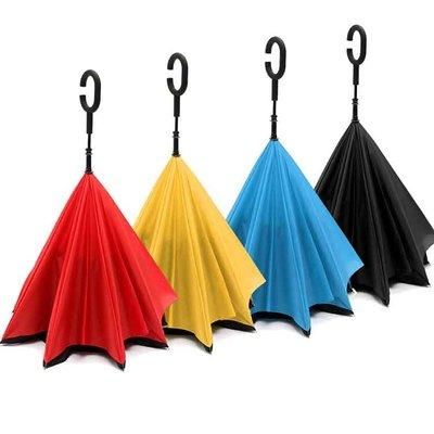 Парасолька навпаки Up-Brella Парасолька зворотного додавання однотонна в чохлі - мініатюра 7