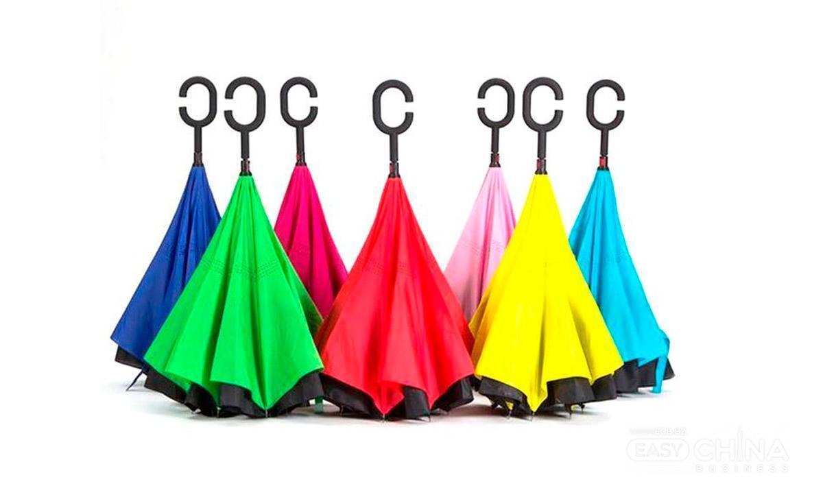 Парасолька навпаки Up-Brella Парасолька зворотного додавання однотонна в чохлі - мініатюра 8