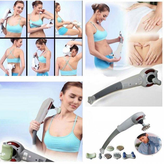 Ручний вібраційний масажер універсальний для тіла Maxtop Magic Massager 8 в 1 Вібромасажер з інфрачервоним випромінюванням і насадками - мініатюра 10