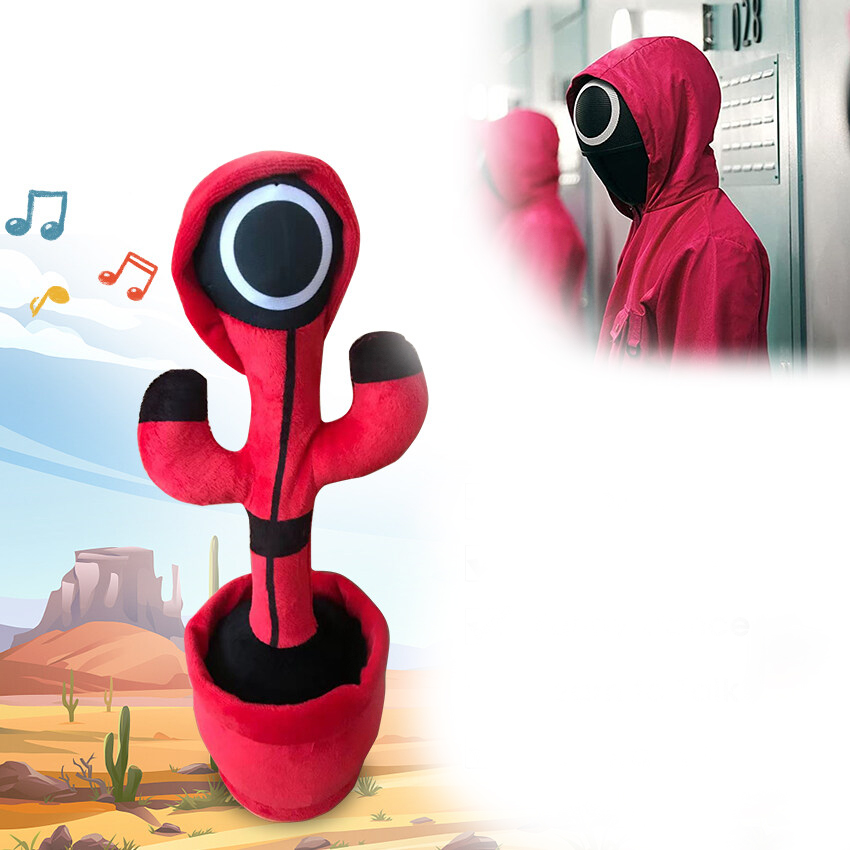 М'яка іграшка - повторюшка Гра в кальмара ∙ Танцюючий співаючий кактус Squid Game - мініатюра 3