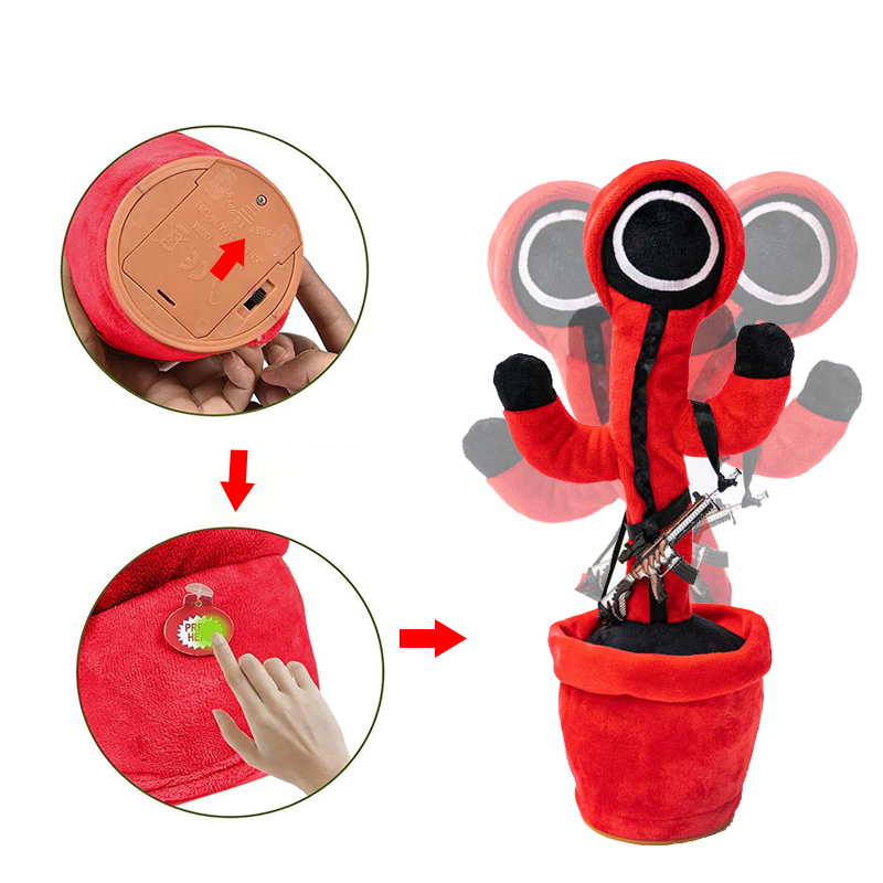 М'яка іграшка - повторюшка Гра в кальмара ∙ Танцюючий співаючий кактус Squid Game - мініатюра 9