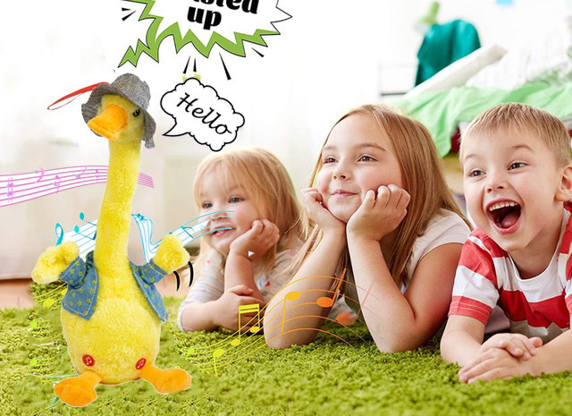 Інтерактивна дитяча розмовляюча іграшка – повторюшка Гусак Dansing Duck ∙ Музична танцююча качка повторюха з LED підсвіткою - мініатюра 6