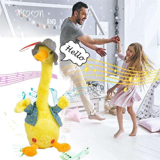 Інтерактивна дитяча розмовляюча іграшка – повторюшка Гусак Dansing Duck ∙ Музична танцююча качка повторюха з LED підсвіткою - мініатюра 7