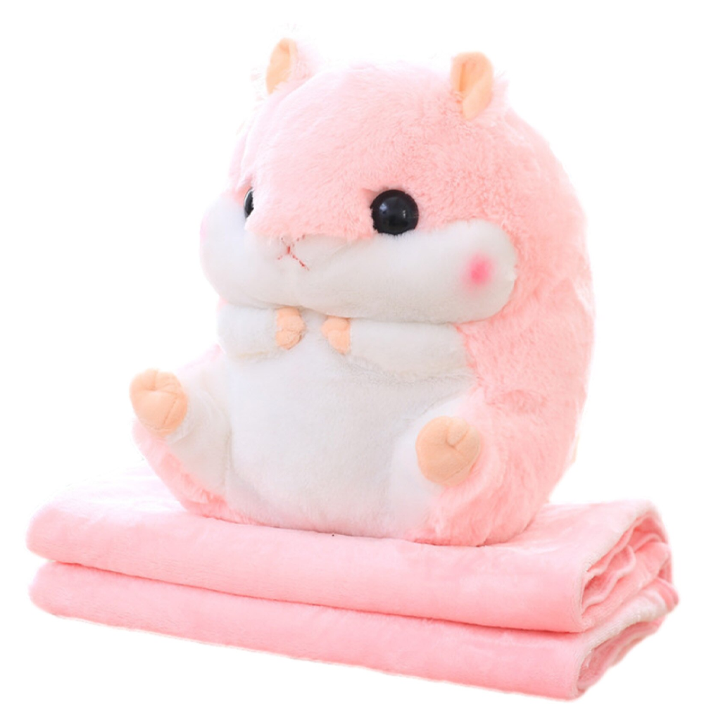 Іграшка-подушка Хом'як з пледом 3 в 1 ∙ М'яка іграшка + Плед + Подушка Хом'ячок, 100 x 100 см ∙ Рожевий / блакитний / коричневий / сірий - мініатюра 4