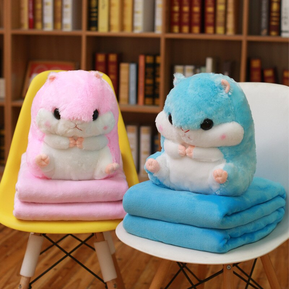 Іграшка-подушка Хом'як з пледом 3 в 1 ∙ М'яка іграшка + Плед + Подушка Хом'ячок, 100 x 100 см ∙ Рожевий / блакитний / коричневий / сірий - мініатюра 6