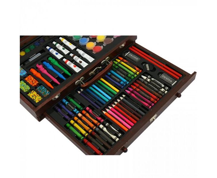 Великий дитячий художній набір для малювання та творчості у дерев'яній валізі на 130 предметів. - мініатюра 3