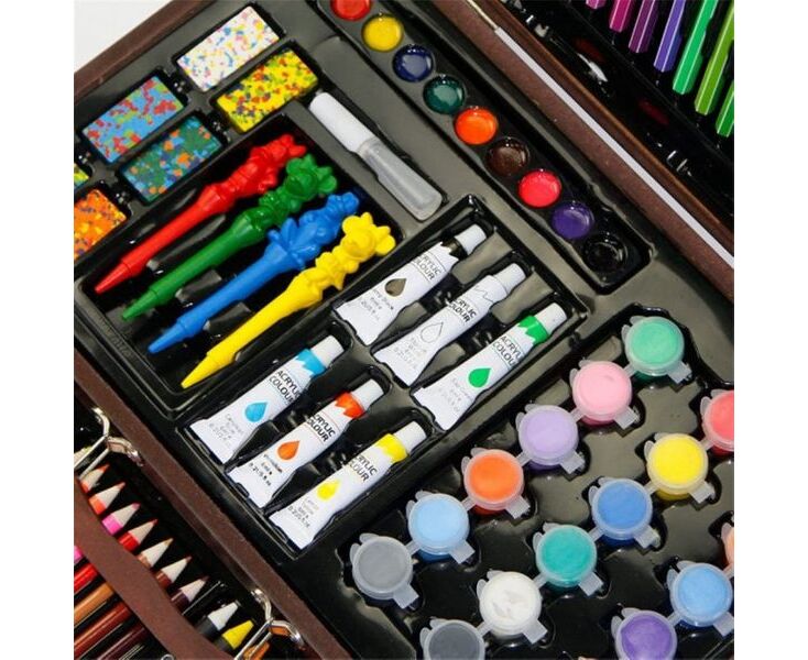 Великий дитячий художній набір для малювання та творчості у дерев'яній валізі на 130 предметів. - мініатюра 4
