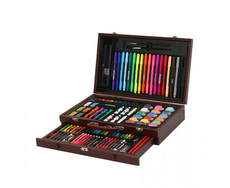 Великий дитячий художній набір для малювання та творчості у дерев'яній валізі на 130 предметів. - мініатюра 5
