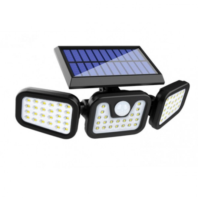 Вуличний світлодіодний LED світильник FL-1725A Split Solar WallLamp на сонячній батареї з датчиком руху ∙ Зовнішній потрійний ліхтар – прожектор ∙ 70 світлодіодів ∙ 1500 Лм ∙ Акумулятор 1500 мАг - мініатюра 2