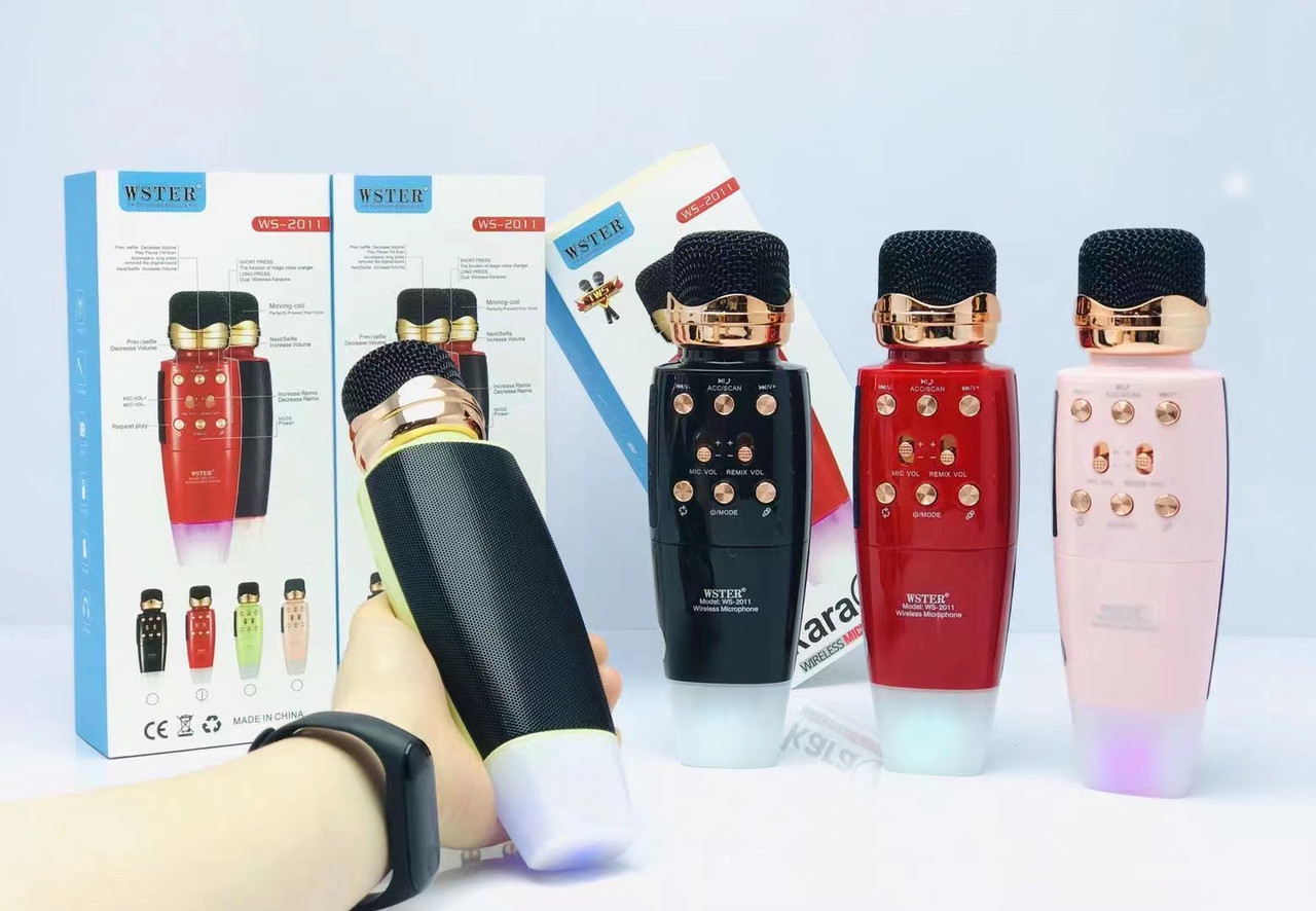 Бездротовий караоке мікрофон WSTER WS-2011 4 в 1: Колонка + Мікрофон + Телефон + Powerbank ∙ Запис звуку ∙ Зміна голосу ∙ FM радіо ∙ microSD ∙ USB ∙ Bluetooth - мініатюра 3