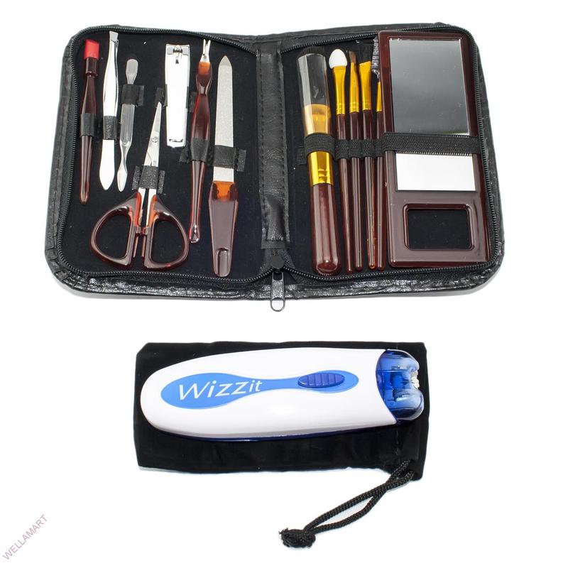 Епілятор електричний для видалення волосся Wizzit з набором інструментів для манікюру 2 в 1 ∙ Косметичний дорожній набір Електроепілятор + Манікюрний набір у чохлі
