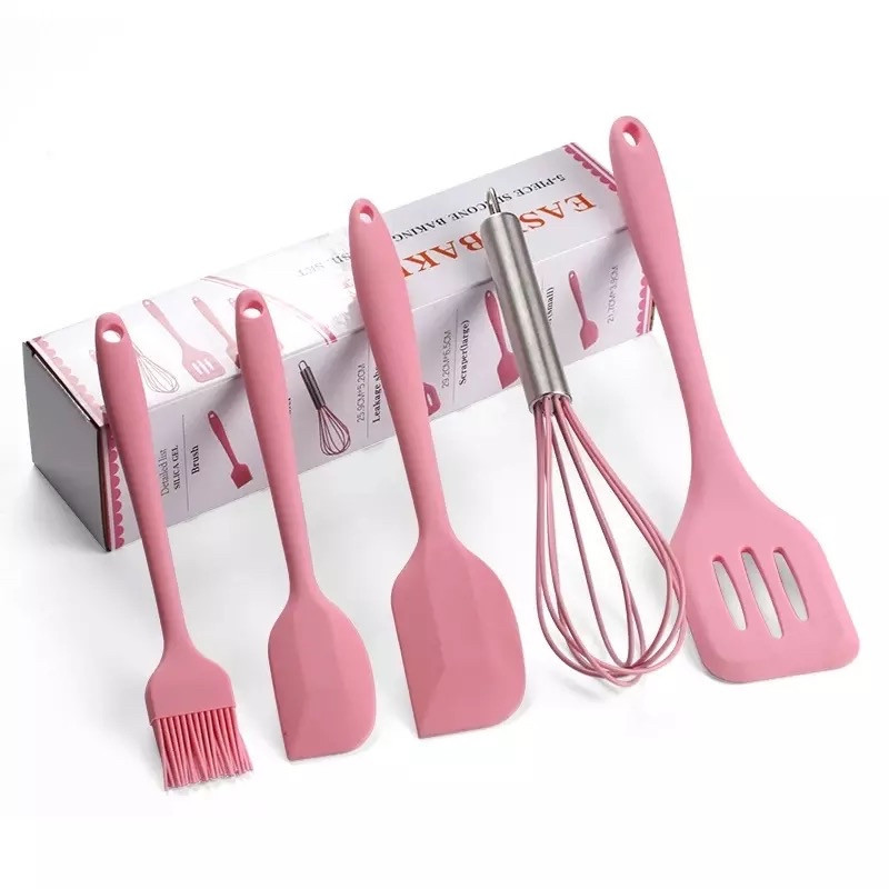 Набір аксесуарів для кухні з 5 предметів EASY Kitchen silicone set ∙ Набір кухонних силіконових лопаток + вінчик + пензлик в комплекті - мініатюра 2