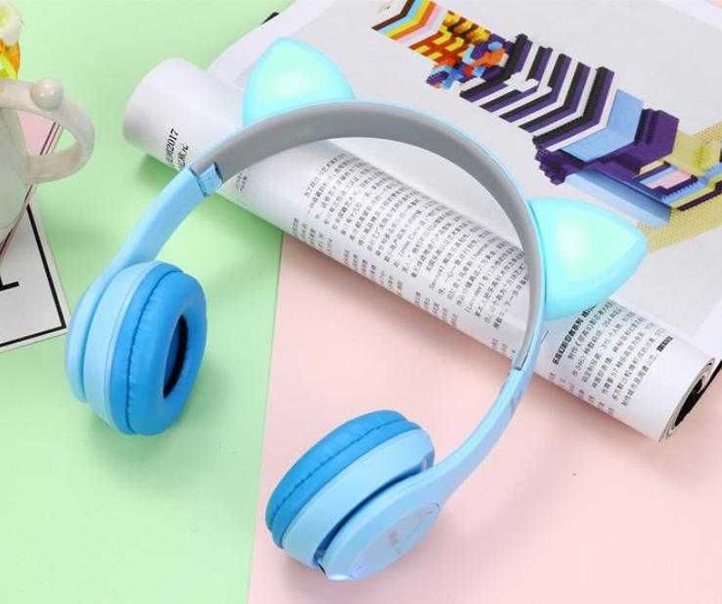 Дитячі бездротові Bluetooth навушники Cat Y47 з мікрофоном та котячими вушками, що світяться - мініатюра 2
