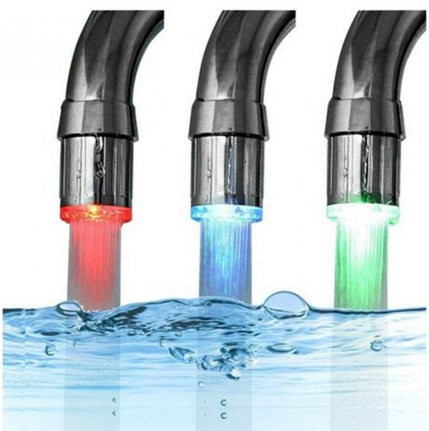 Насадка на кран змішувача з LED підсвіткою води ∙ Аератор економія води Faucet light multi Led Water Glow - мініатюра 2