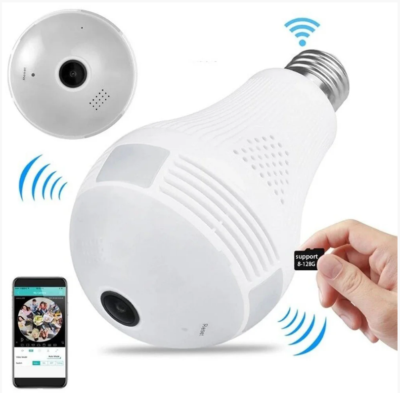 Панорамна WiFi камера відеоспостереження – Лампочка 'Риб'яче око' 360° Прихована камера CAMERA SMART DVR WI-FI - мініатюра 4