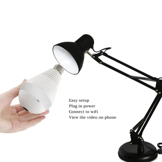 Панорамна WiFi камера відеоспостереження – Лампочка 'Риб'яче око' 360° Прихована камера CAMERA SMART DVR WI-FI - мініатюра 6