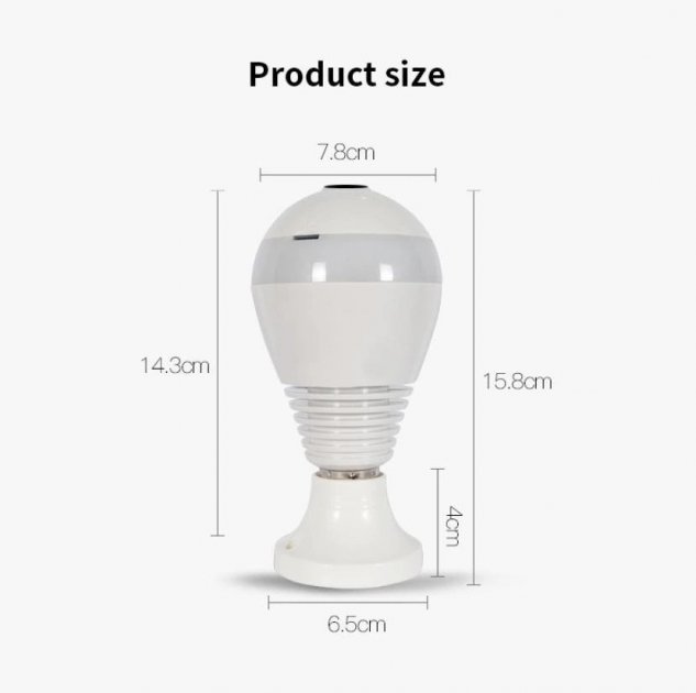 Панорамна WiFi камера відеоспостереження – Лампочка 'Риб'яче око' 360° Прихована камера CAMERA SMART DVR WI-FI - мініатюра 7