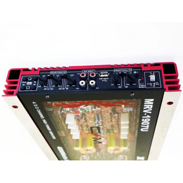 Автомобільний 4-канальний підсилювач звуку CMAudio MRV-1907U Прозорий корпус ∙ USB ∙ 4000Вт - мініатюра 5