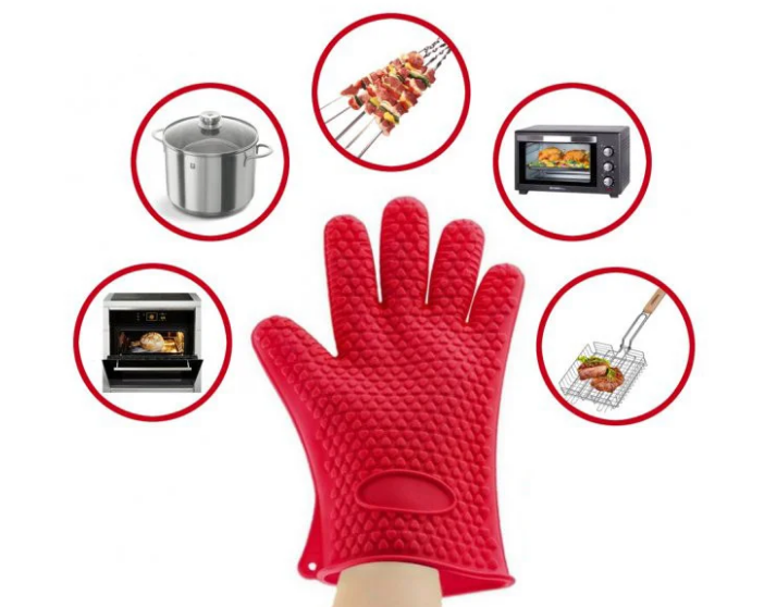 Жароміцні термостійкі рукавички – прохватки RED GLOVE Силіконові прихватки рукавиці для гарячого - мініатюра 3