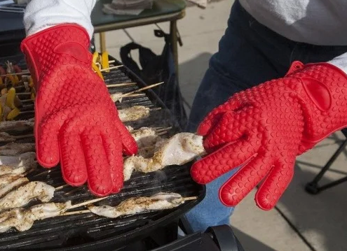 Жароміцні термостійкі рукавички – прохватки RED GLOVE Силіконові прихватки рукавиці для гарячого - мініатюра 5