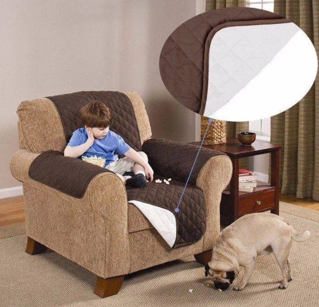 Двостороннє стьобане покривало – накидка на крісло Couch Coat - мініатюра 2