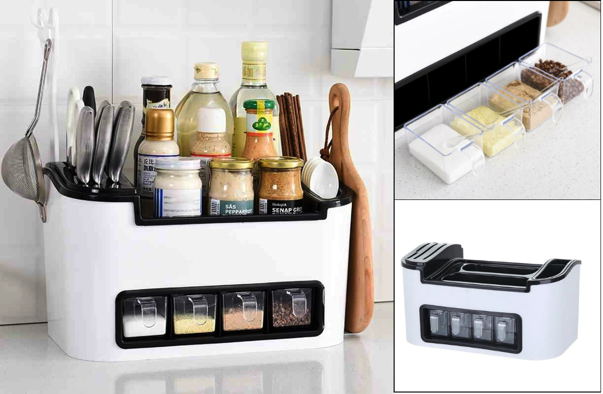 Багатофункціональний кухонний органайзер Clean Kitchen Necessities-Bos JM-603 підставка для кухонних приладів та спецій - мініатюра 2