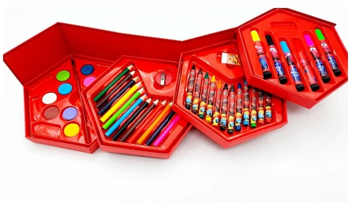 Дитячий художній набір для малювання та творчості "Тачки", 46 предметів у боксі-шестиграннику - мініатюра 2