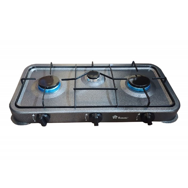 Настільна газова плита – таганок Domotec MS-6603 на 3 конфорки ∙ Плитка триконфоркова з емальованим покриттям ∙ Сіра - мініатюра 2