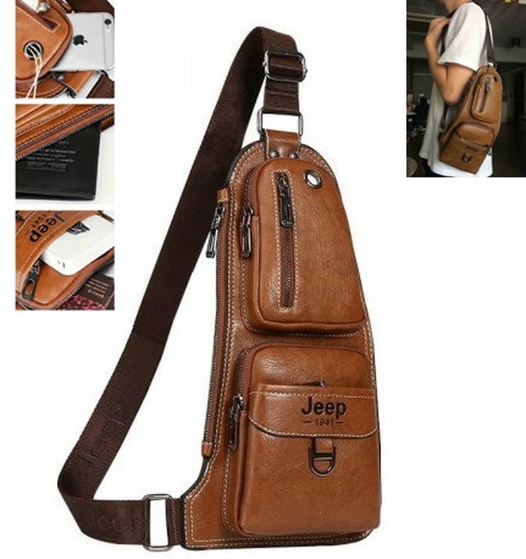 Чоловіча сумка через плече Jeep 777 ∙ Рюкзак - бананка з еко-шкіри - мініатюра 2