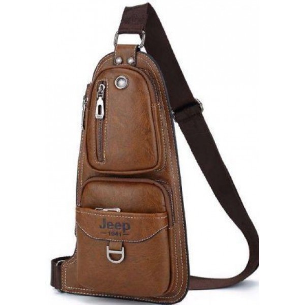 Чоловіча сумка через плече Jeep 777 ∙ Рюкзак - бананка з еко-шкіри - мініатюра 3