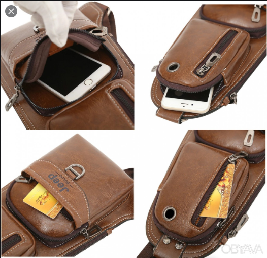 Чоловіча сумка через плече Jeep 777 ∙ Рюкзак - бананка з еко-шкіри - мініатюра 4