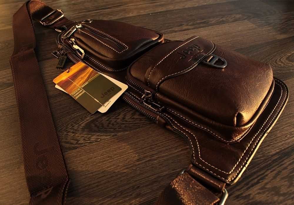 Чоловіча сумка через плече Jeep 777 ∙ Рюкзак - бананка з еко-шкіри - мініатюра 6