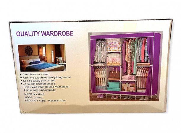 Складна тканинна шафа Storage Wardrobe 28165 ∙ Органайзер – гардероб для одягу на 4 секції, 165х45х172 см - мініатюра 5