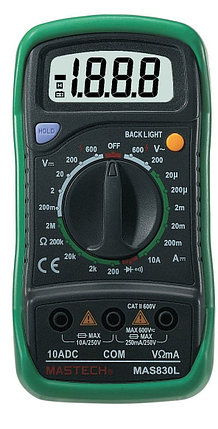 Універсальний портативний мультиметр MAS 830L Побутовий цифровий електронний тестер - вольтметр вимірювач опору, напруги з підсвіткою - мініатюра 2