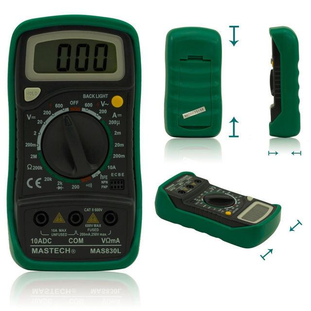 Універсальний портативний мультиметр MAS 830L Побутовий цифровий електронний тестер - вольтметр вимірювач опору, напруги з підсвіткою - мініатюра 3