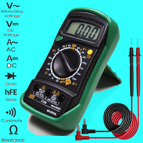 Універсальний портативний мультиметр MAS 830L Побутовий цифровий електронний тестер - вольтметр вимірювач опору, напруги з підсвіткою - мініатюра 5
