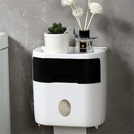 Органайзер – тримач для туалетного папіру та серветок з полицею для ванної кімнати - мініатюра 2