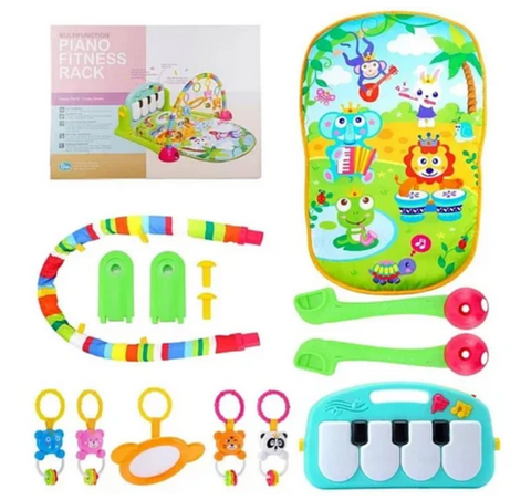 Ігровий килимок для немовля з розвиваючими модулями, дитячим піаніно та брязкальцями PIANO FITNESS RACK - мініатюра 3