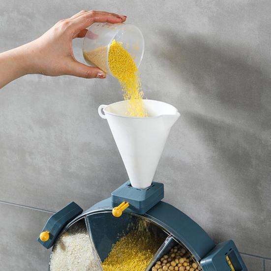 Кухонний мультизерновий настінний органайзер – Млин для сипучих та круп ∙ Кухонні контейнери для зберігання ∙ Обертання 360° ∙ 6 секцій - мініатюра 3