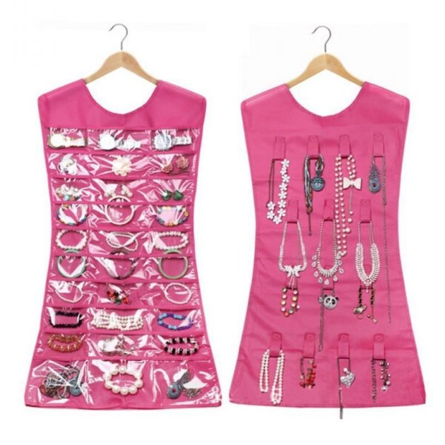 Багатофункціональний двосторонній органайзер – сукня для зберігання прикрас, аксесуарів Hanging Jewelry Organizer - мініатюра 3